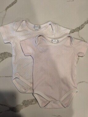 Kissy Kissy Baby One-Piece Bodysuits in Light Pink and White